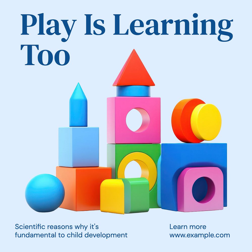 Play is learning Instagram post template, editable design