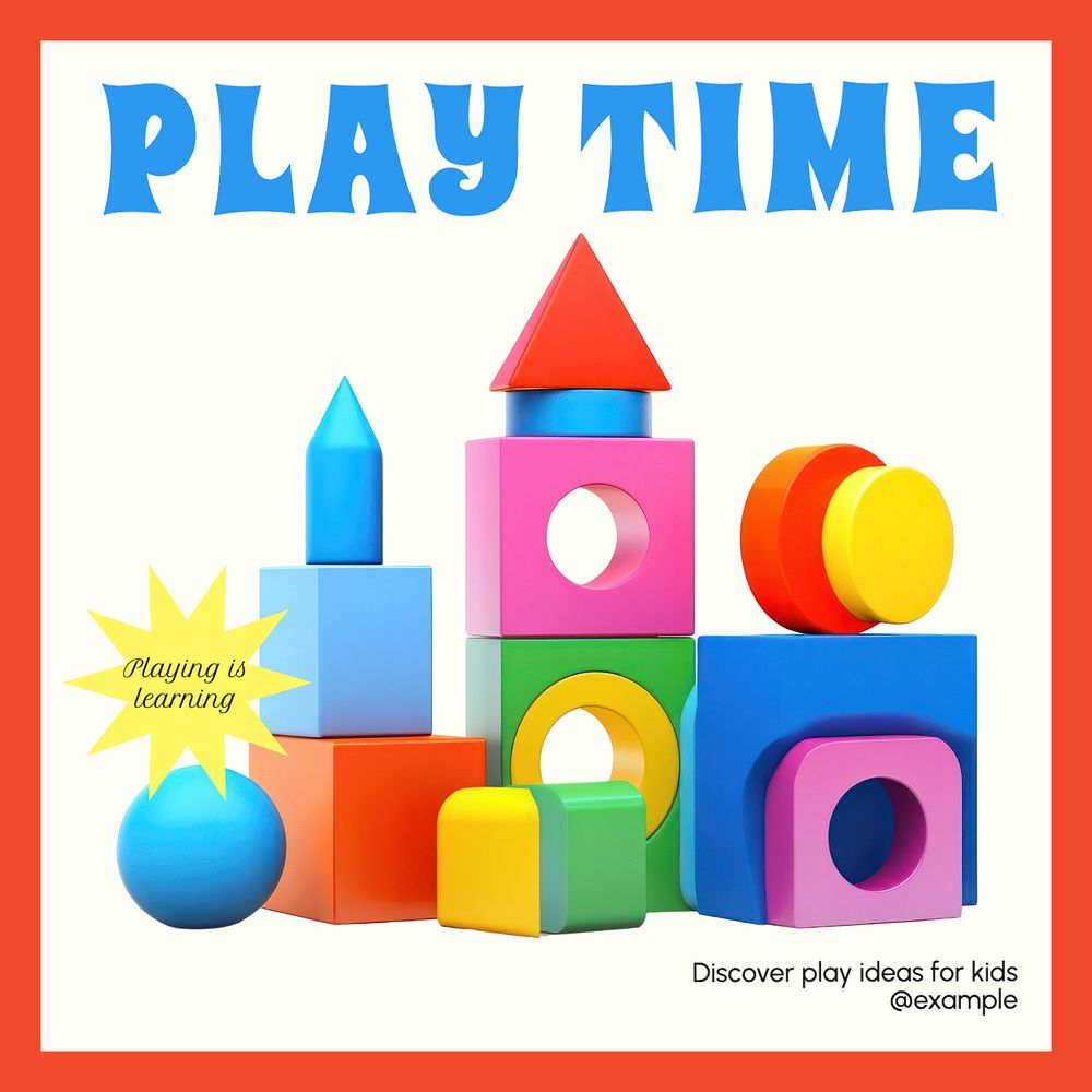 Play time Instagram post template, editable design