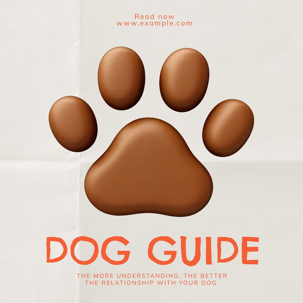 Dog guide Instagram post template, editable text