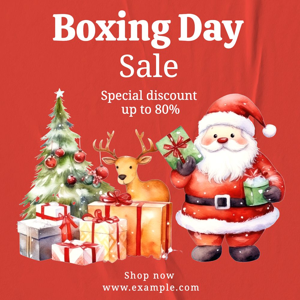 Boxing day sale Instagram post template, editable text