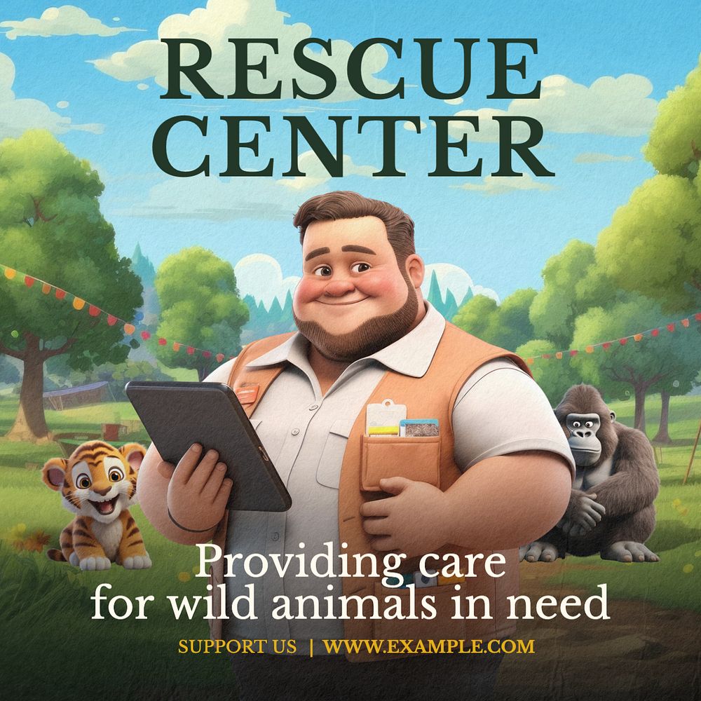 Rescue center Instagram post template, editable text