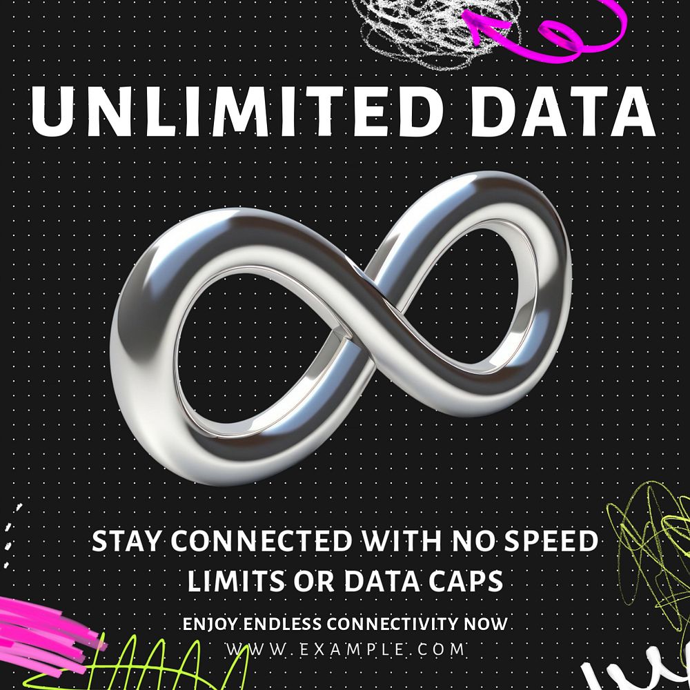 Unlimited internet data Instagram post template, editable text