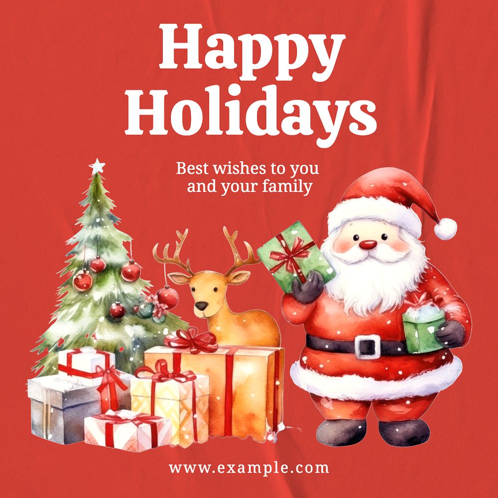 Happy holidays Instagram post template, editable text