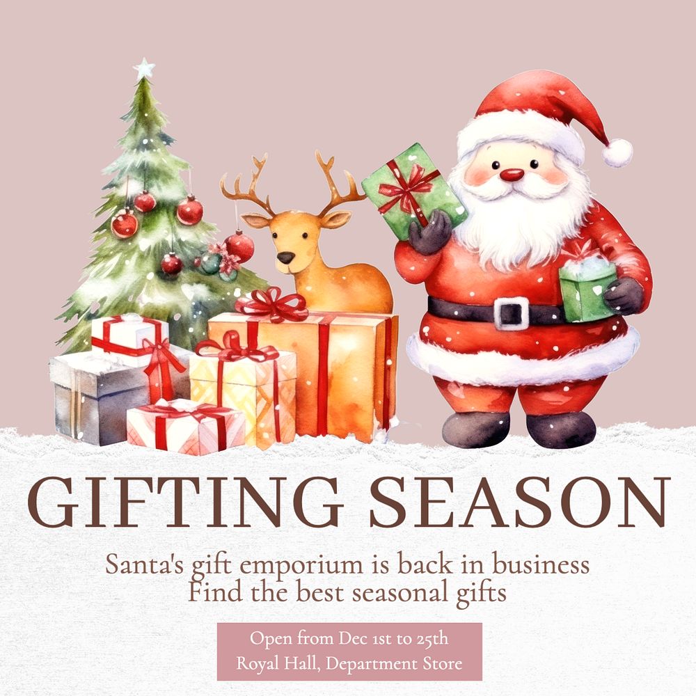 Christmas gift shop Instagram post template, editable text