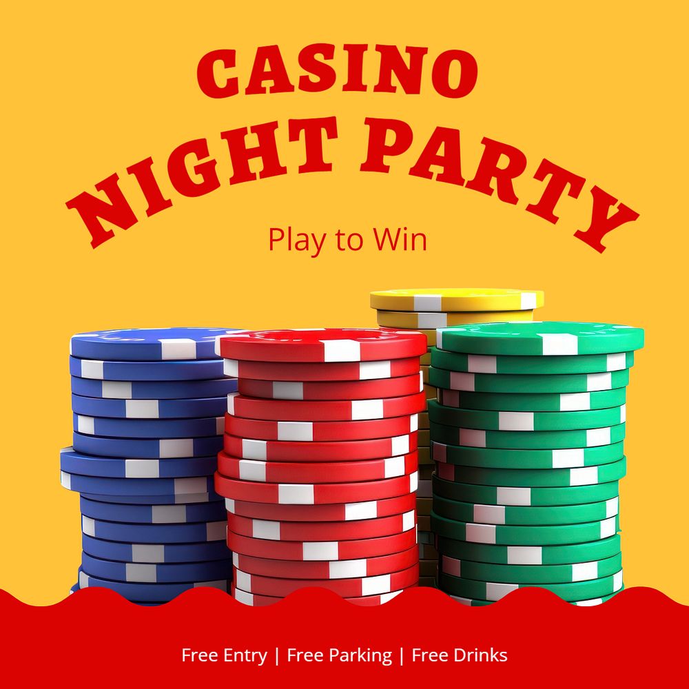 Casino night party Instagram post template, editable design