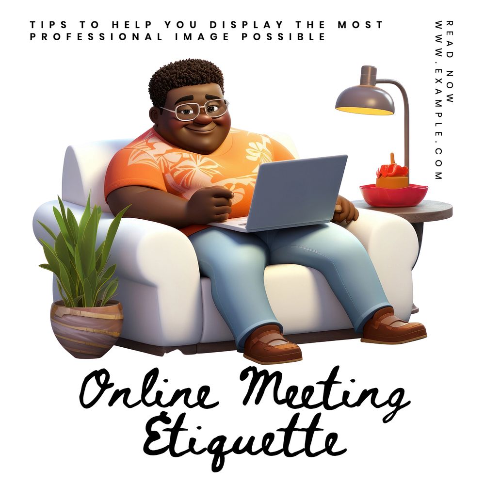 Online meeting etiquette Instagram post template, editable text