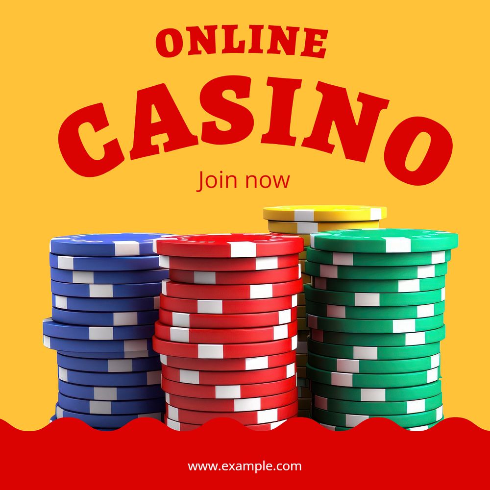 Casino online Instagram post template, editable design