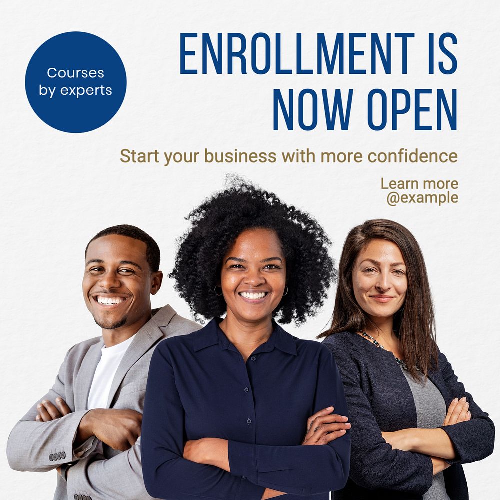 Business course enrollment Instagram post template, editable text