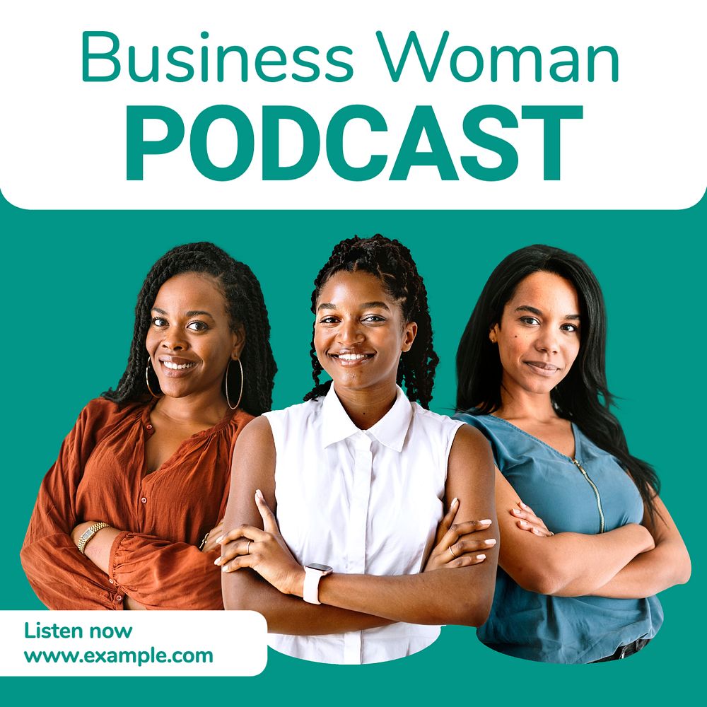 Business woman podcast Instagram post template, editable text