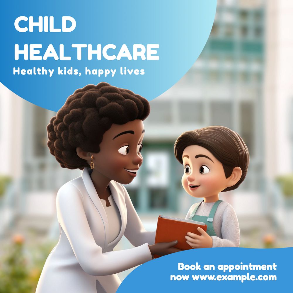 Child healthcare Instagram post template, editable text