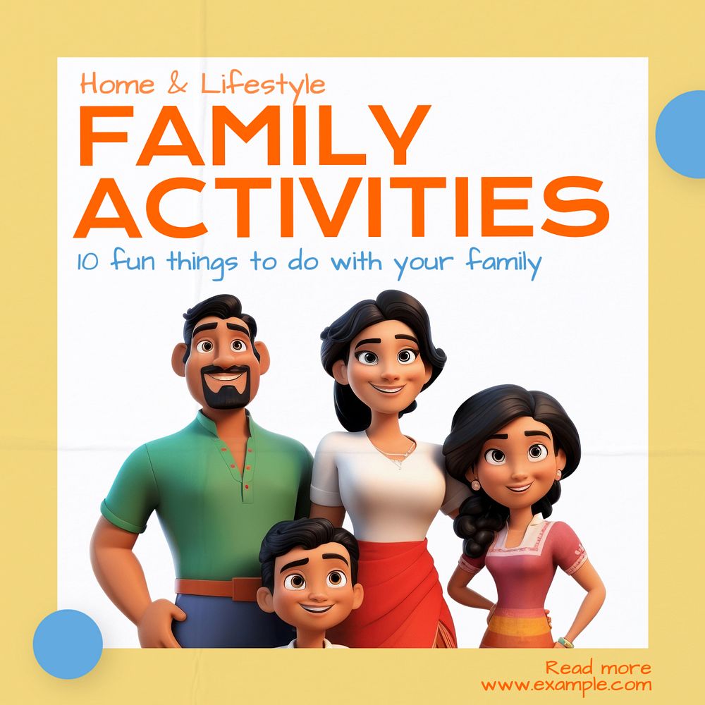 Family activities Instagram post template, editable text