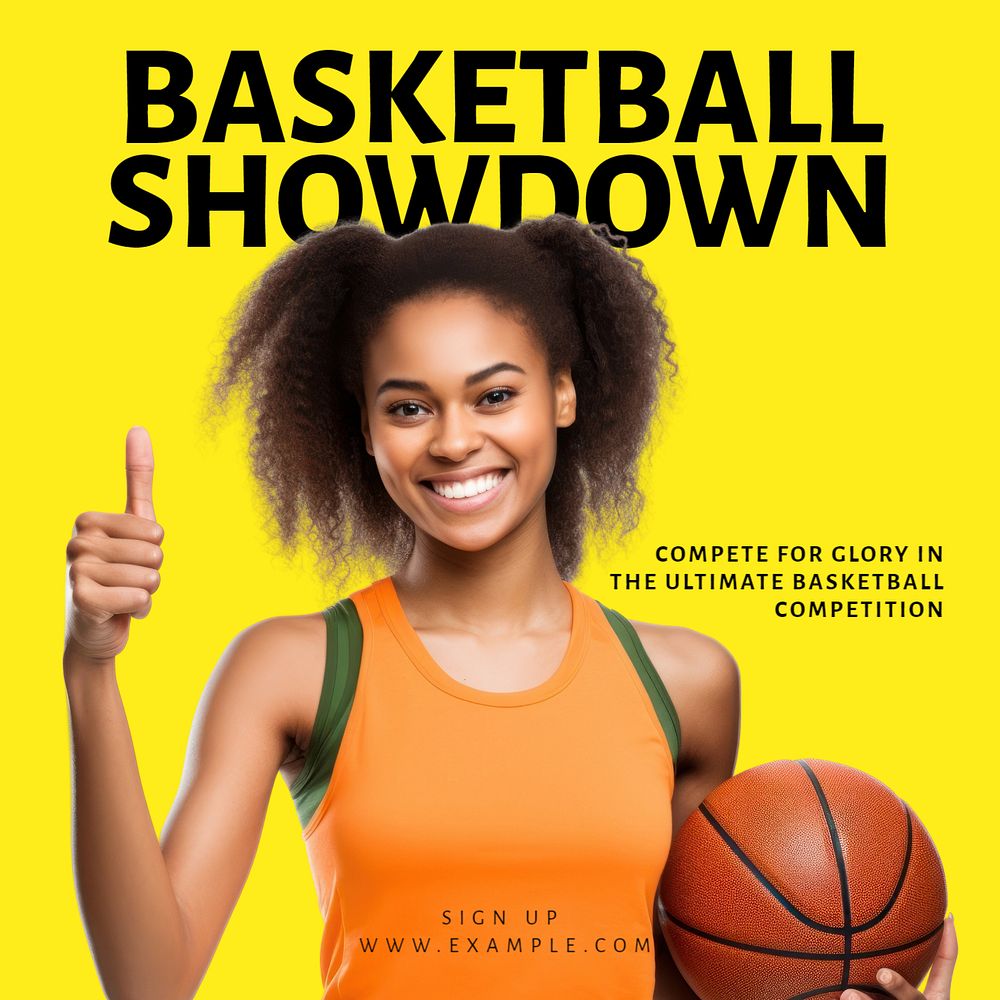 Basketball showdown Instagram post template, editable text