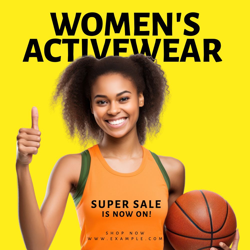 Women's sportswear Instagram post template, editable text