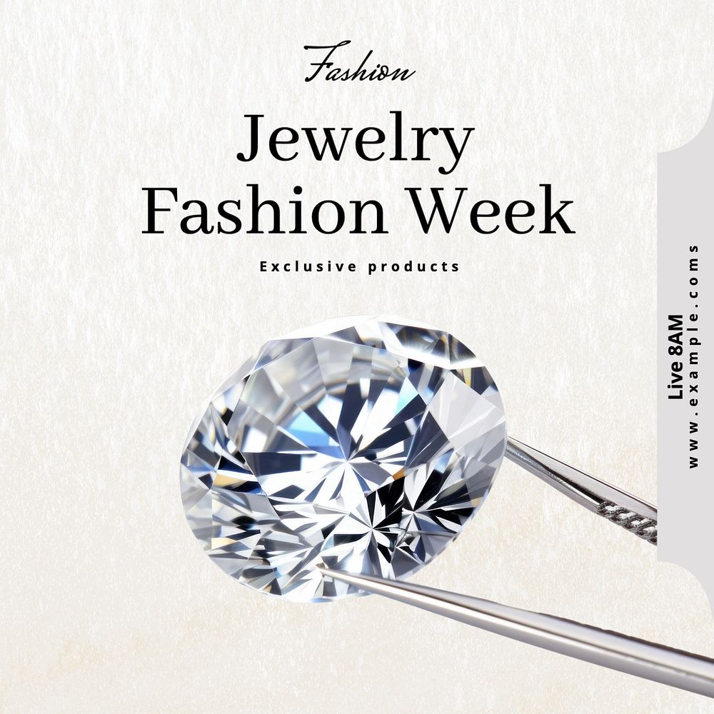 Jewelry fashion week Instagram post template, editable text