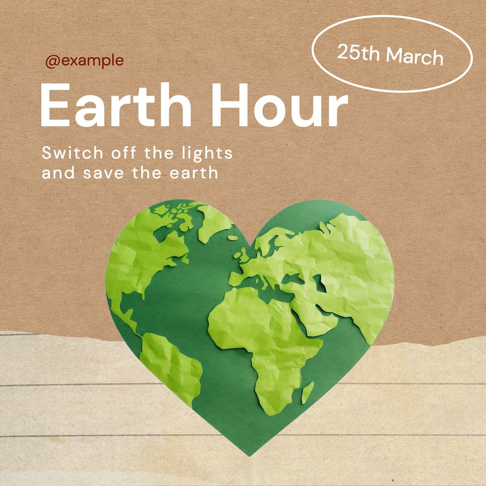 Earth hour Instagram post template, editable text