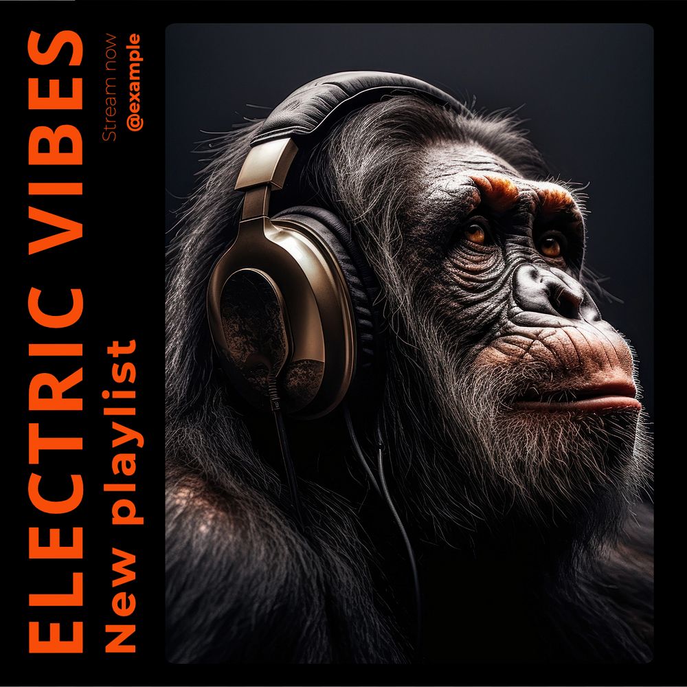 Electric vibes playlist Instagram post template, editable text