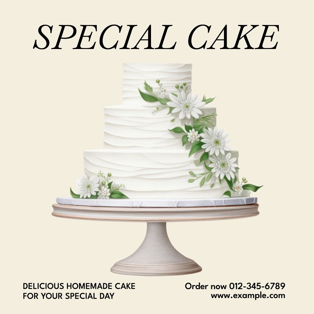 Special cake Instagram post template, editable text