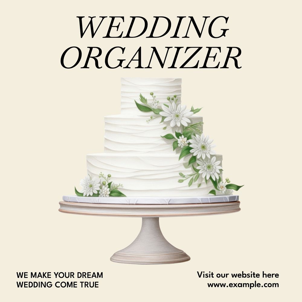 Wedding organizer Instagram post template, editable text