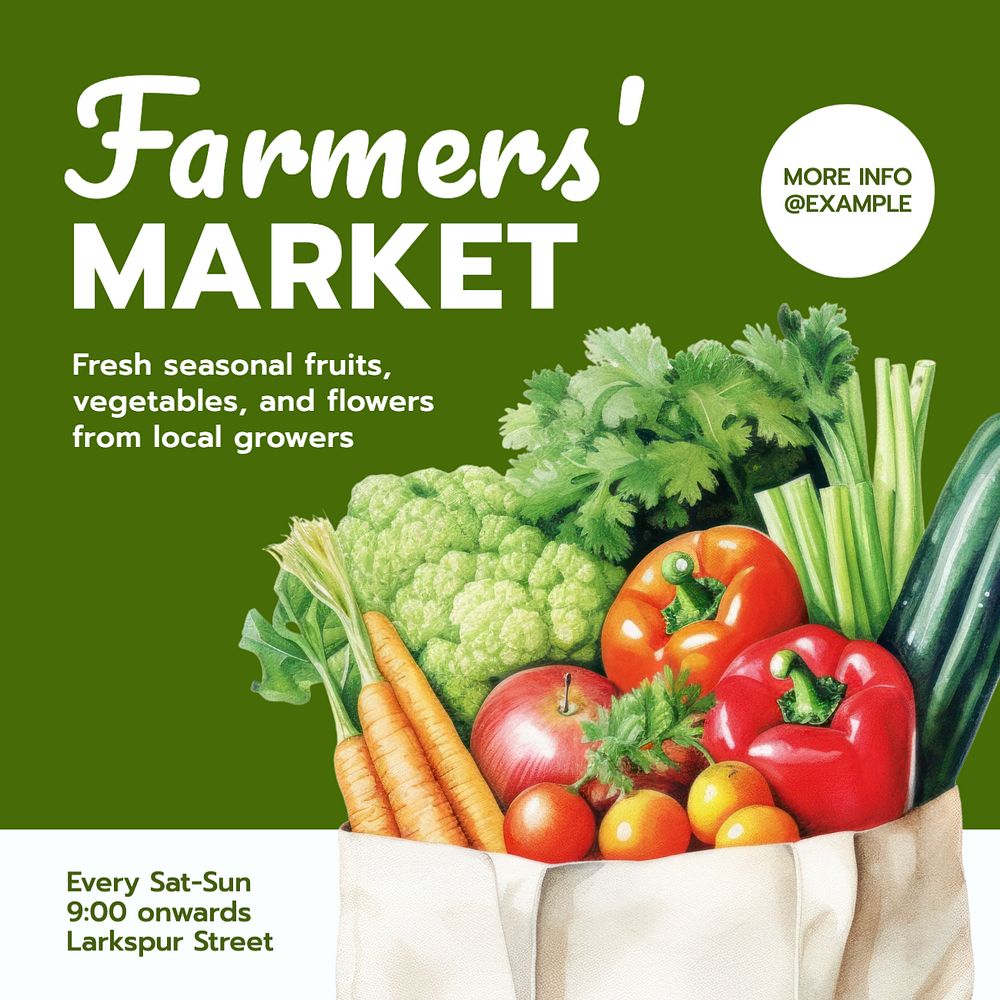 Farmers' market Instagram post template, editable text