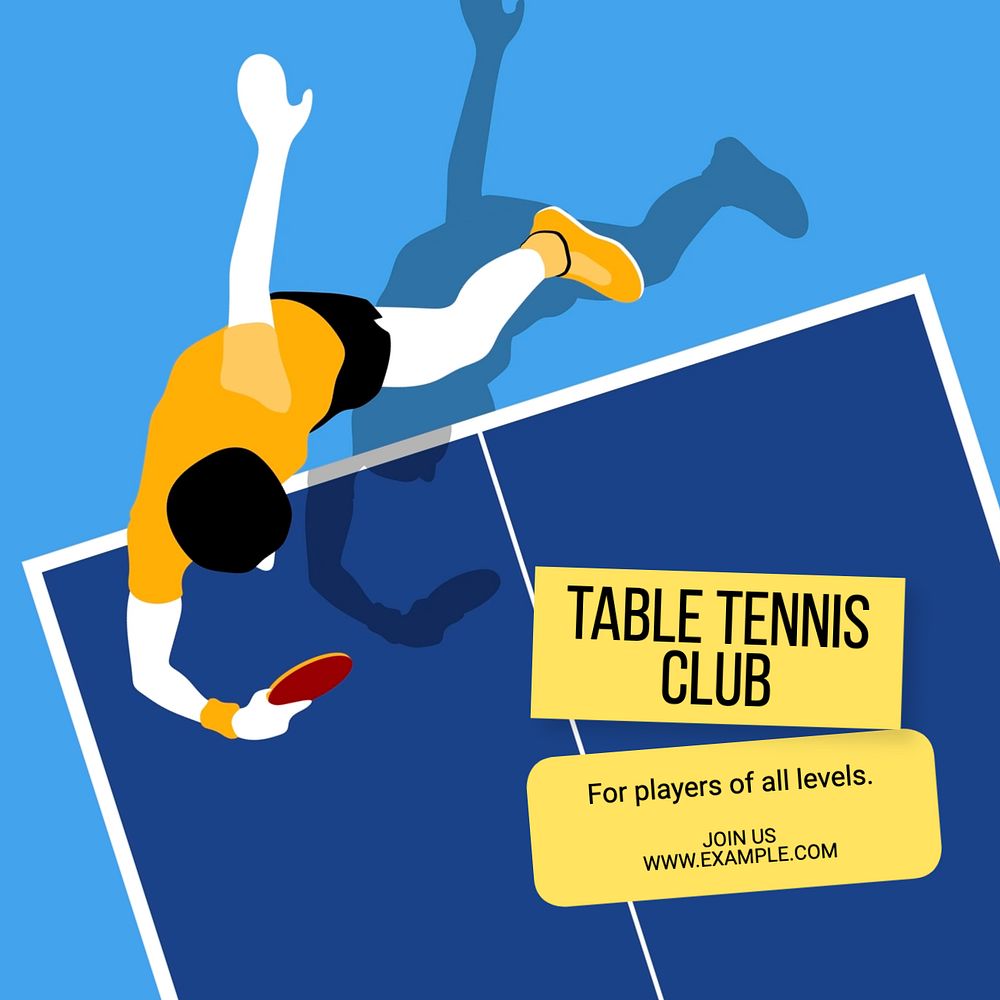 Table tennis club Instagram post template, editable text