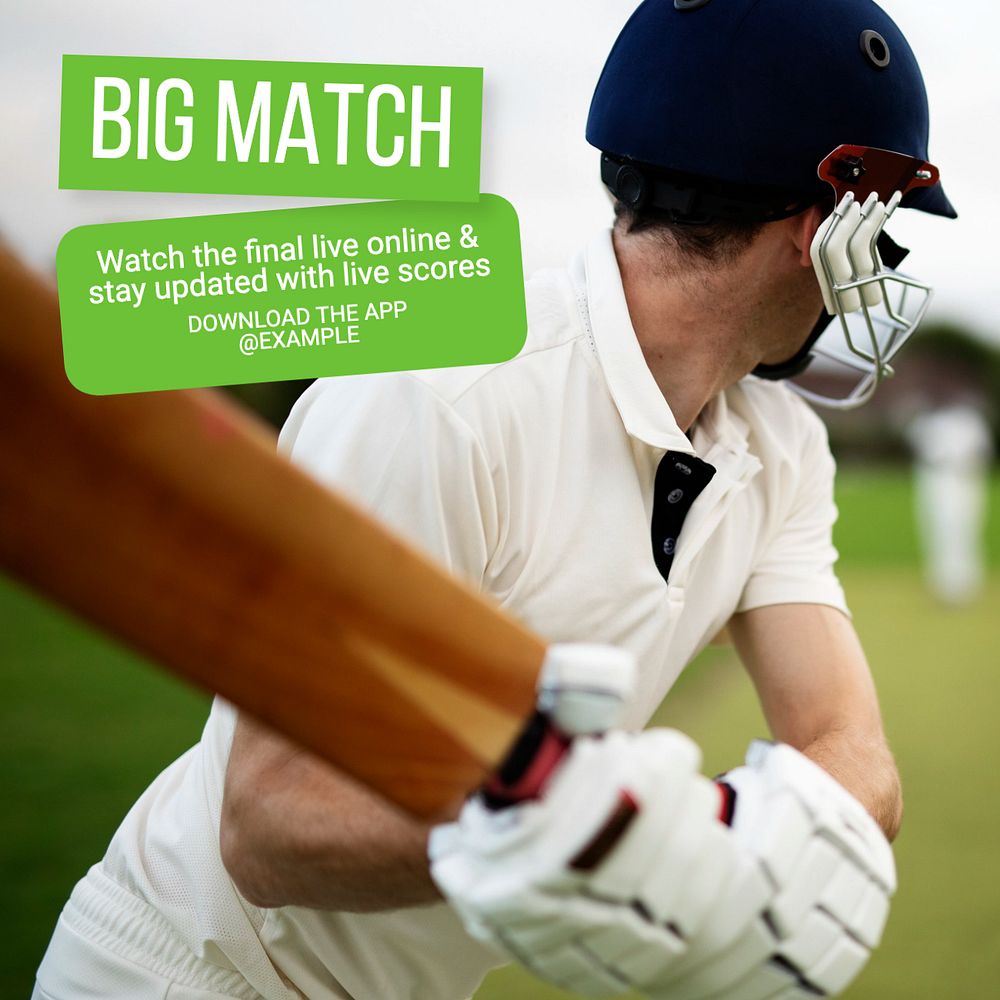 Live big match Instagram post template, editable text