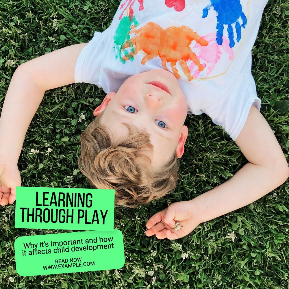 Learning through play Instagram post template, editable text