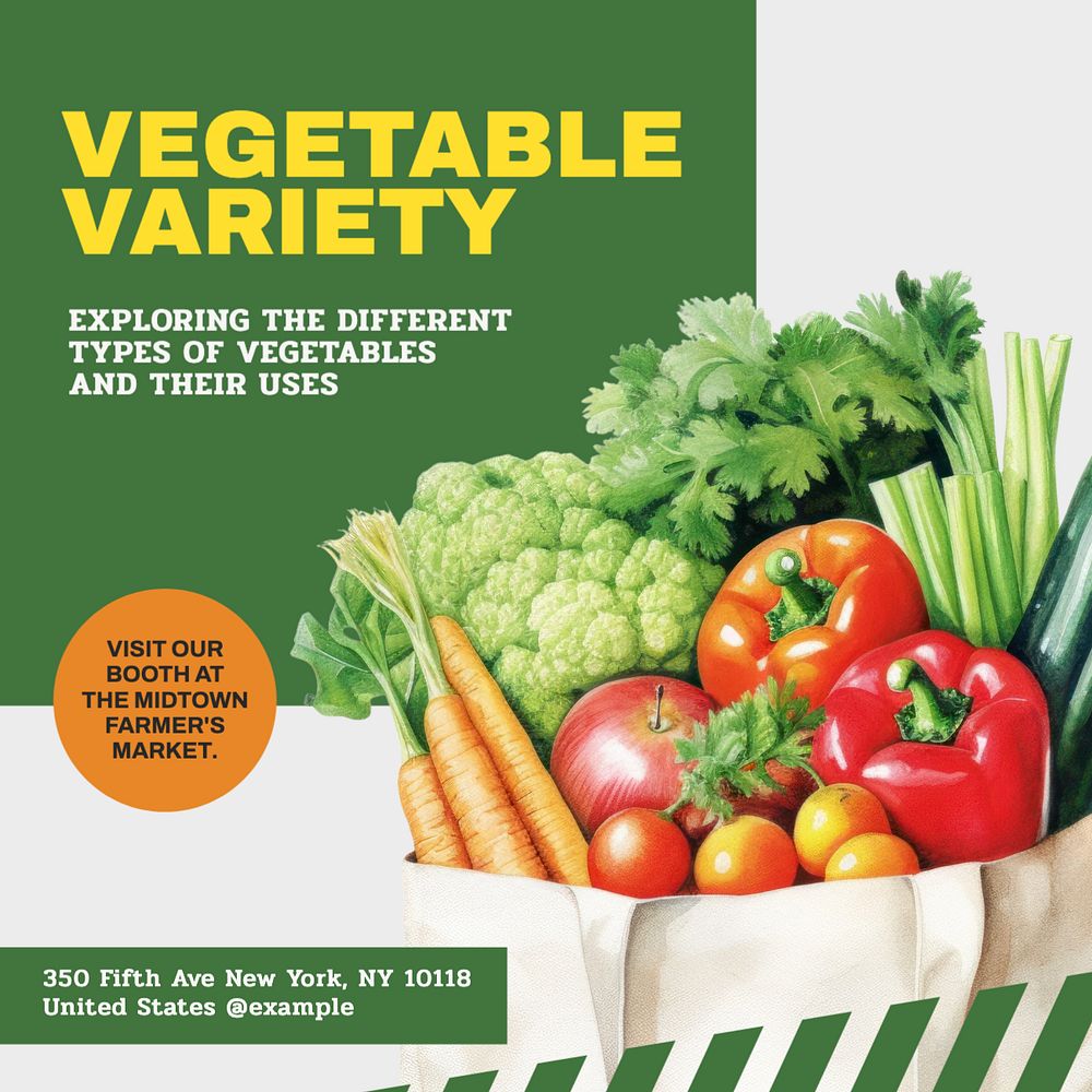 Vegetable variety Instagram post template, editable text