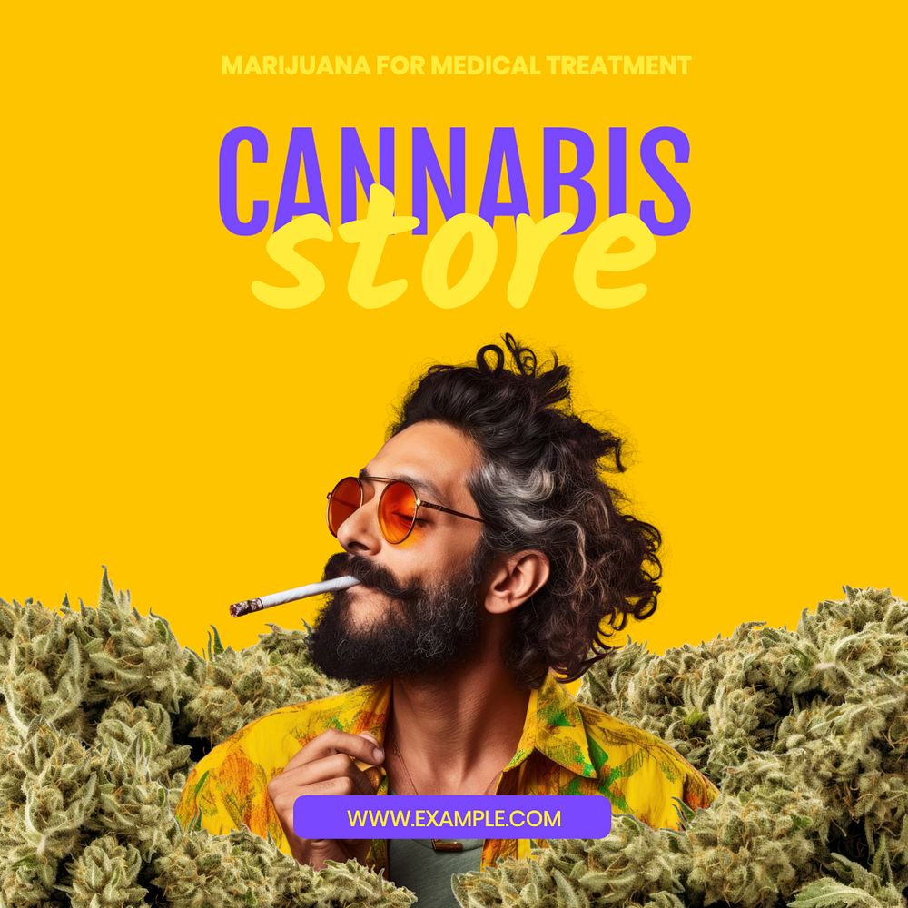 Cannabis store  Instagram post template, editable text