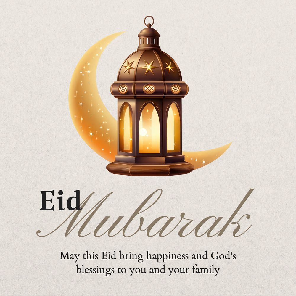 Eid Mubarak Instagram post template, editable text