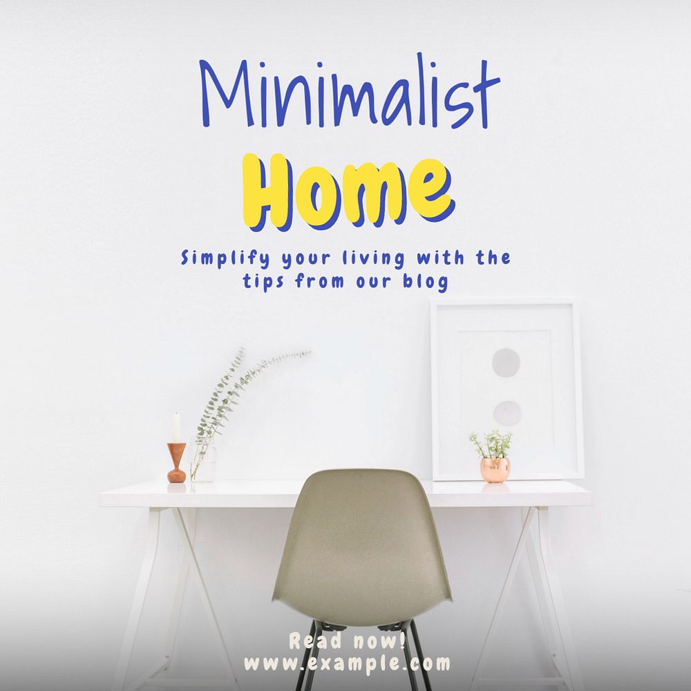 Minimalist home Instagram post template, editable text