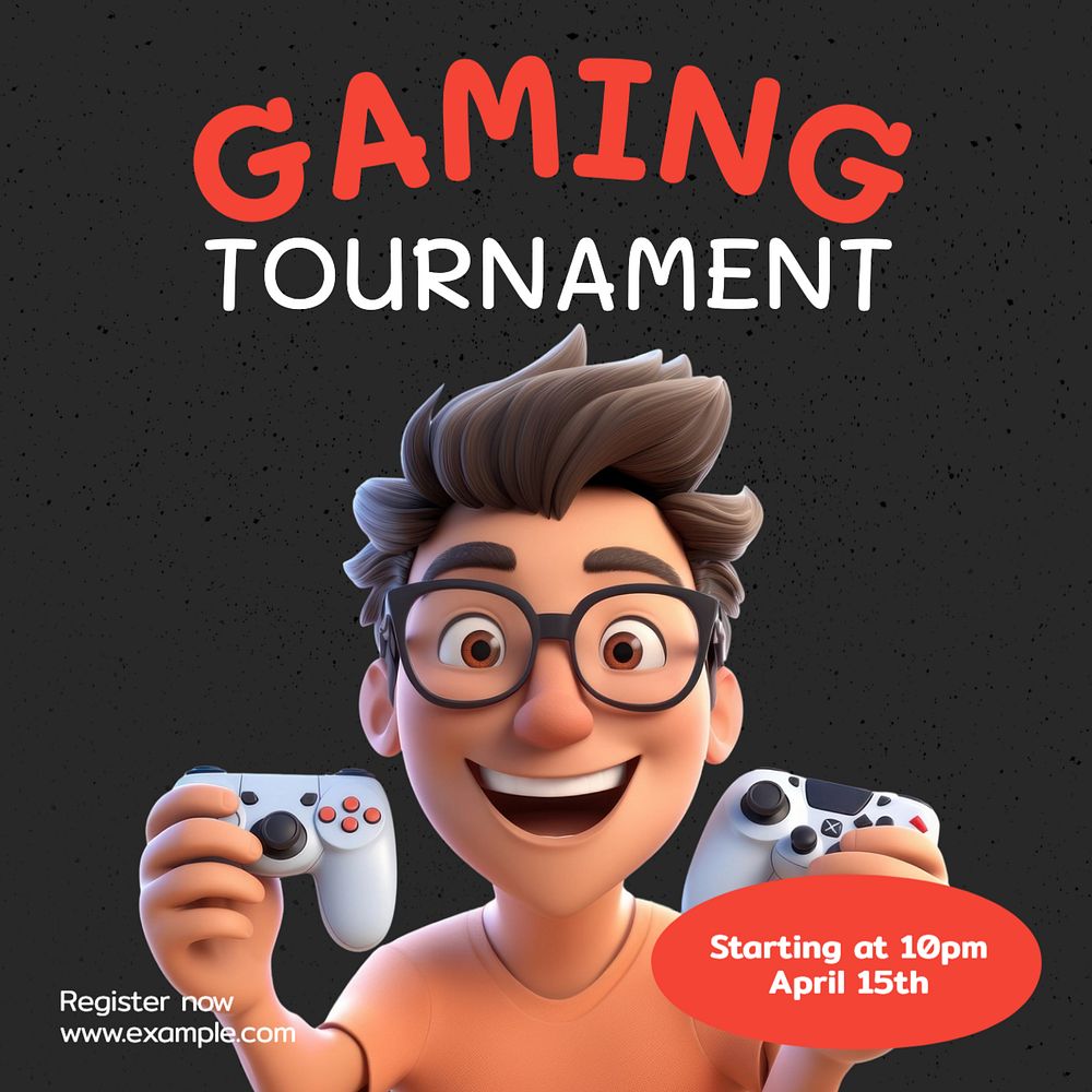 Tournament Instagram post template, editable text