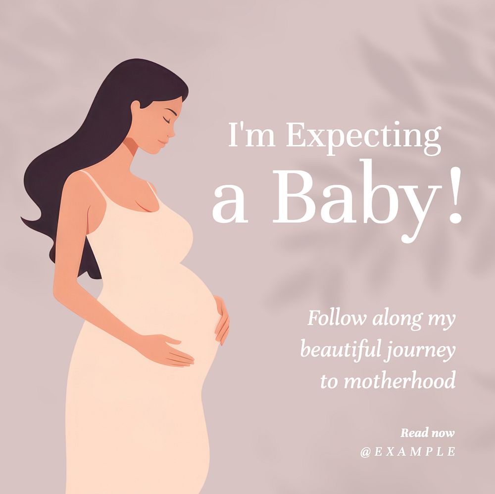 Expecting baby Instagram post template, editable text