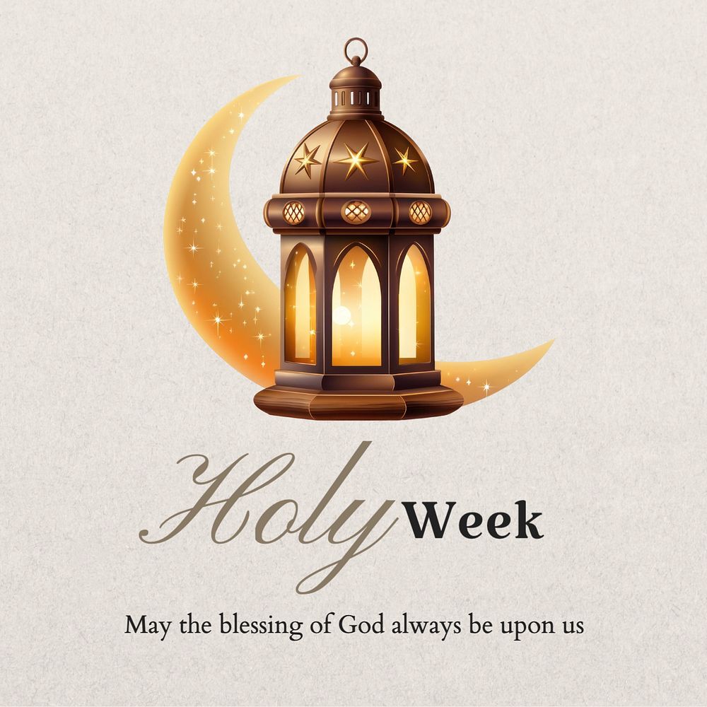 Holy week Instagram post template, editable text