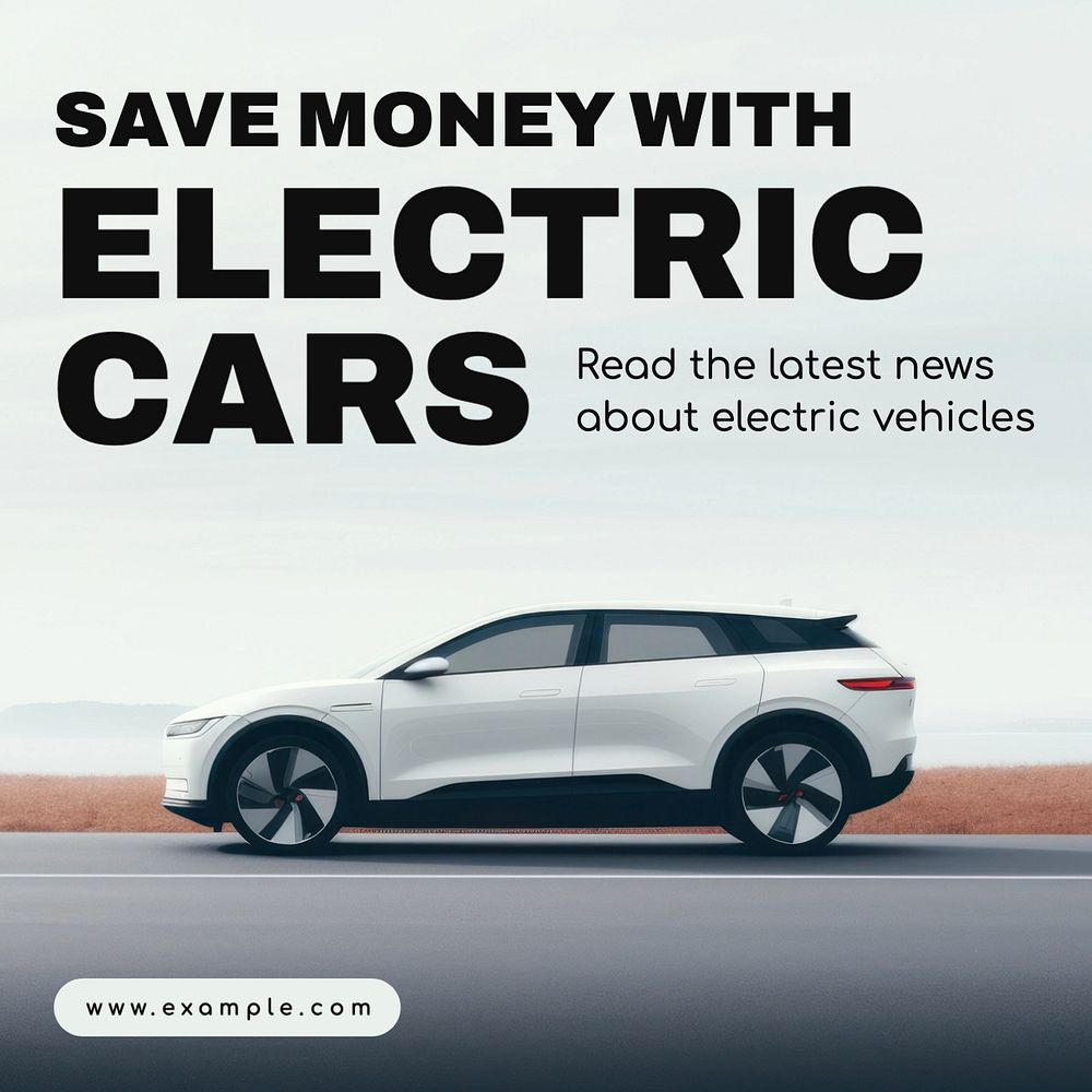 Electric cars, EV Instagram post template, editable text