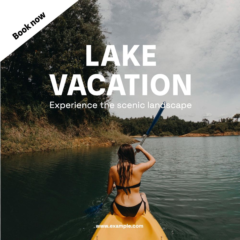 Lake vacation  Instagram post template, editable text