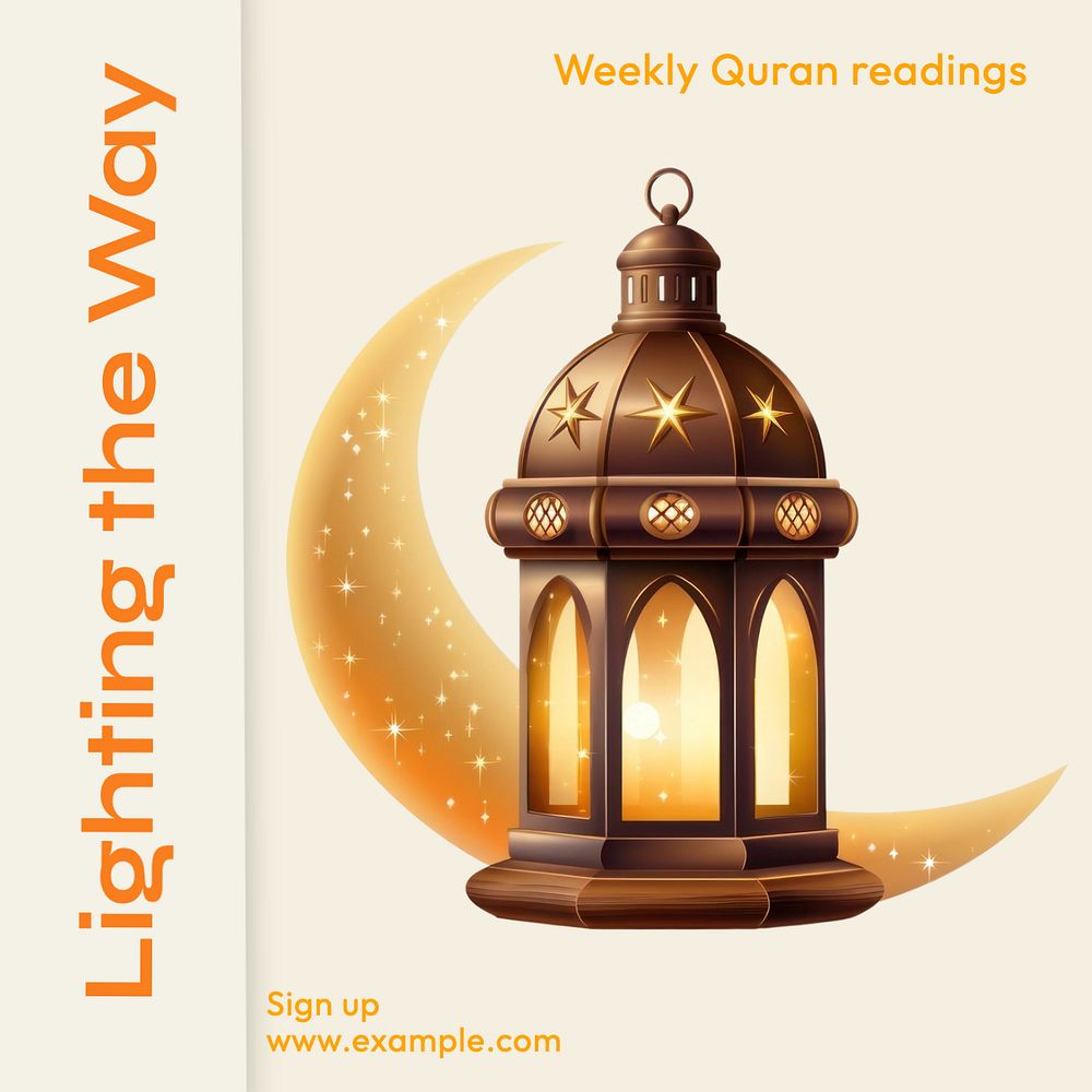 Qur'an readings Instagram post template, editable text