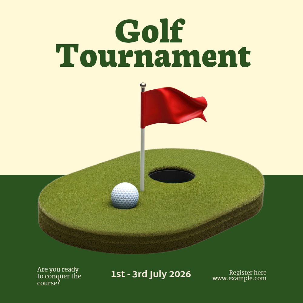 Golf tournament Instagram post template, editable text