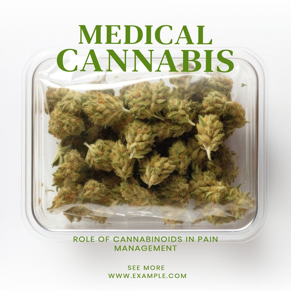 Medical cannabis  Instagram post template, editable text