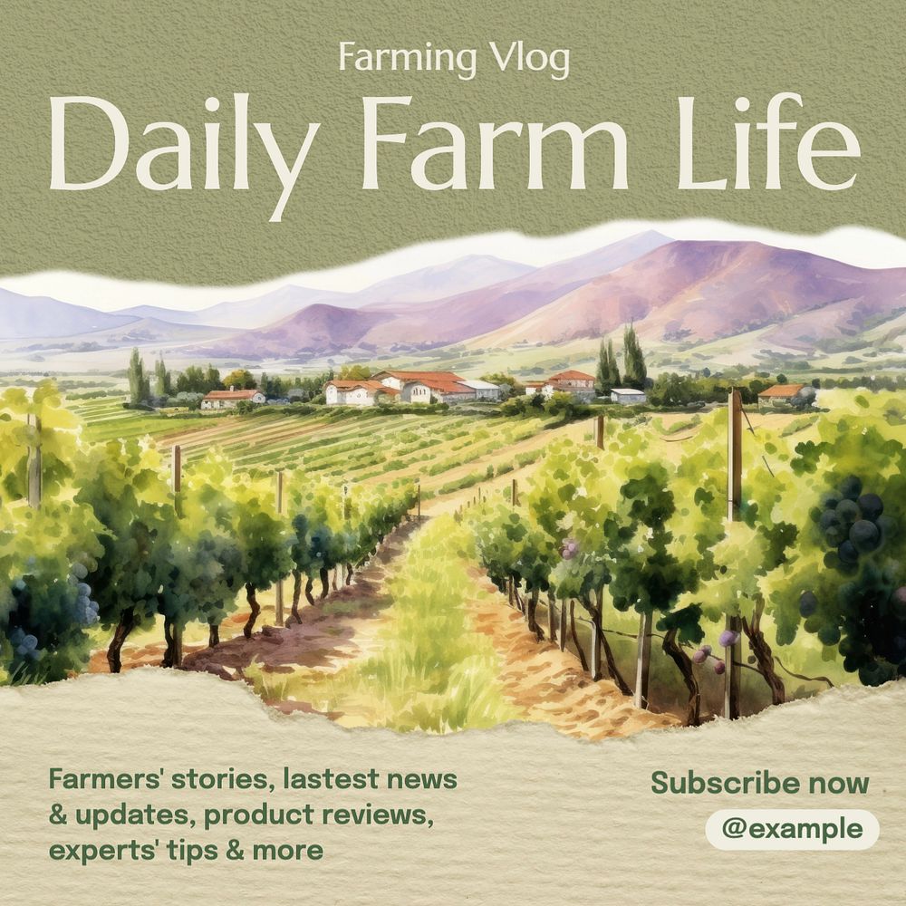 Farming vlog Instagram post template, editable text