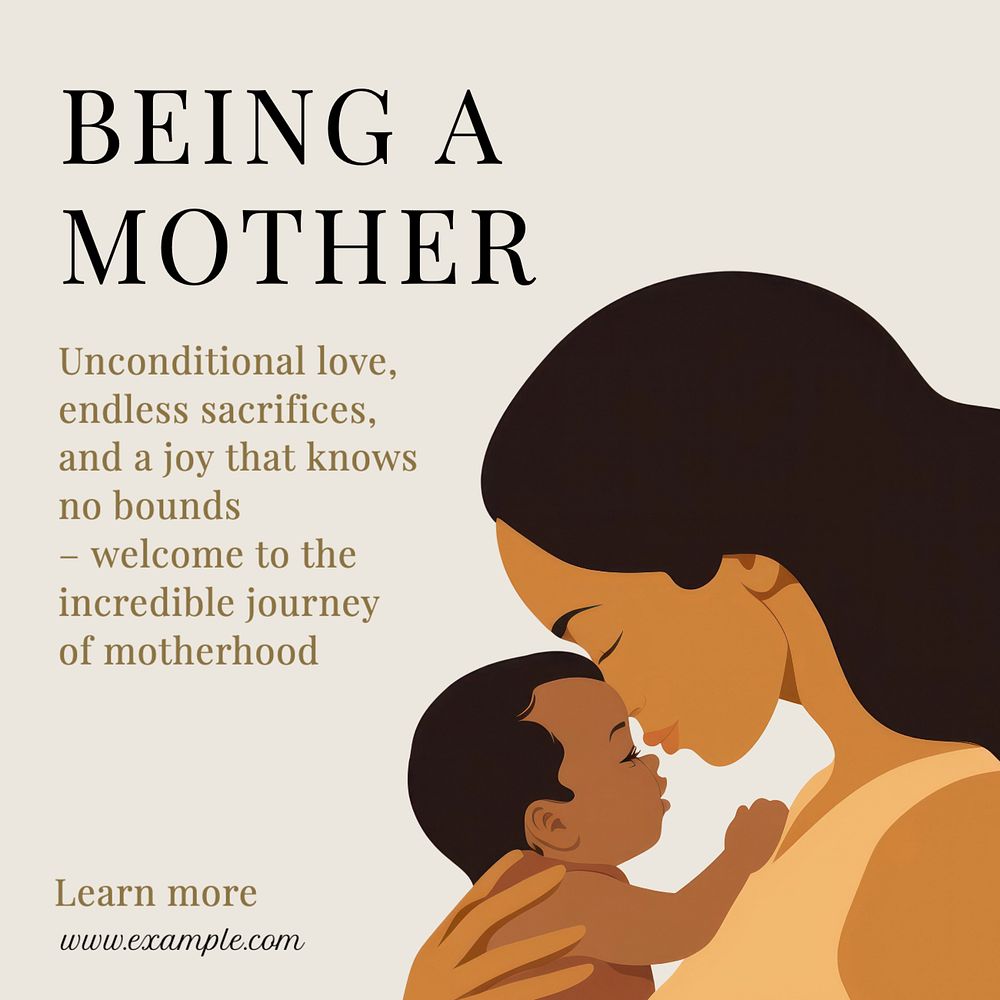 Being a mother Instagram post template, editable text