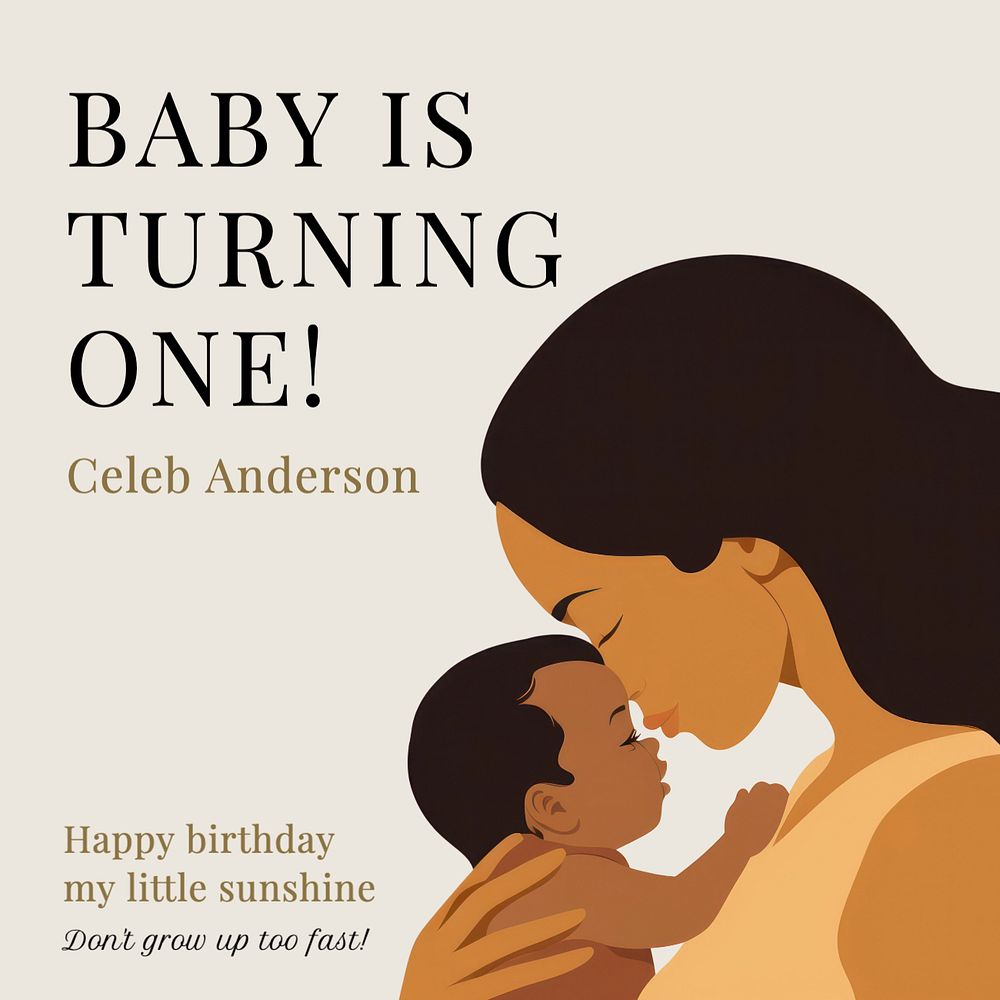 Baby birthday Instagram post template, editable text