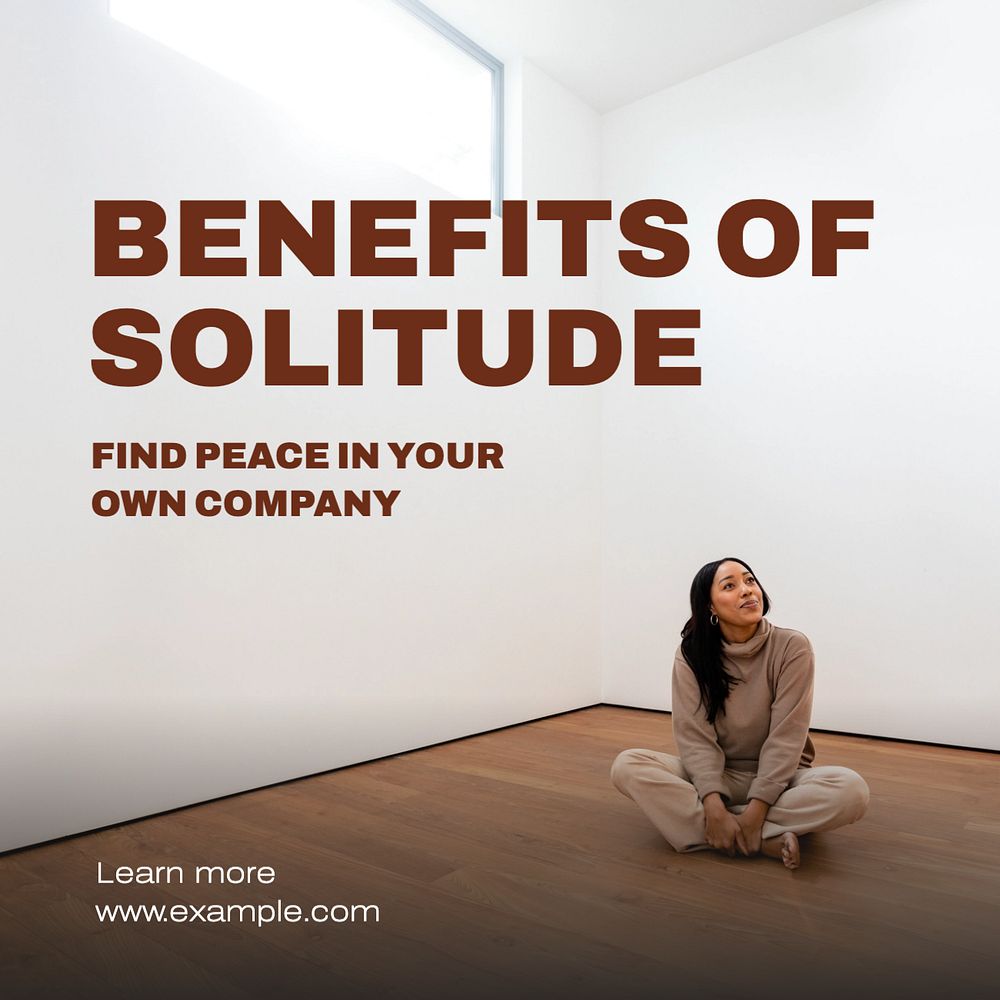 Benefits of solitude Instagram post template, editable text