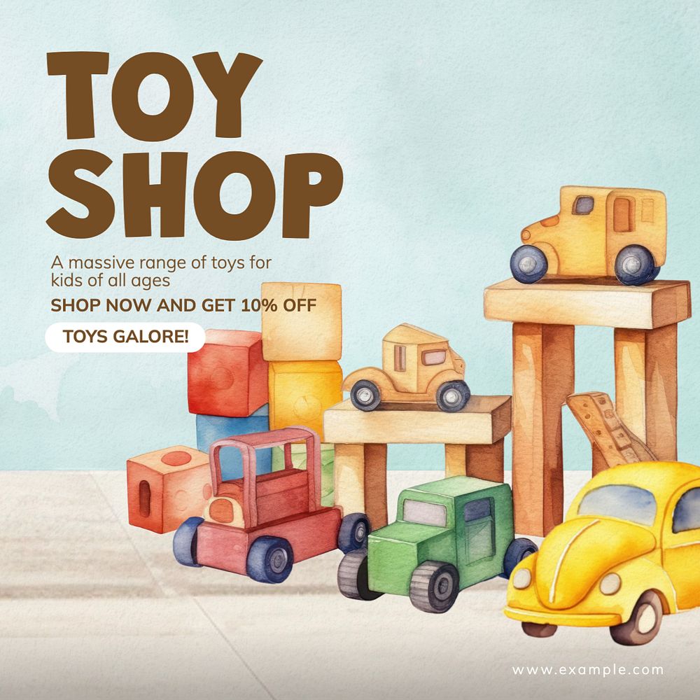 Toy shop Instagram post template, editable text