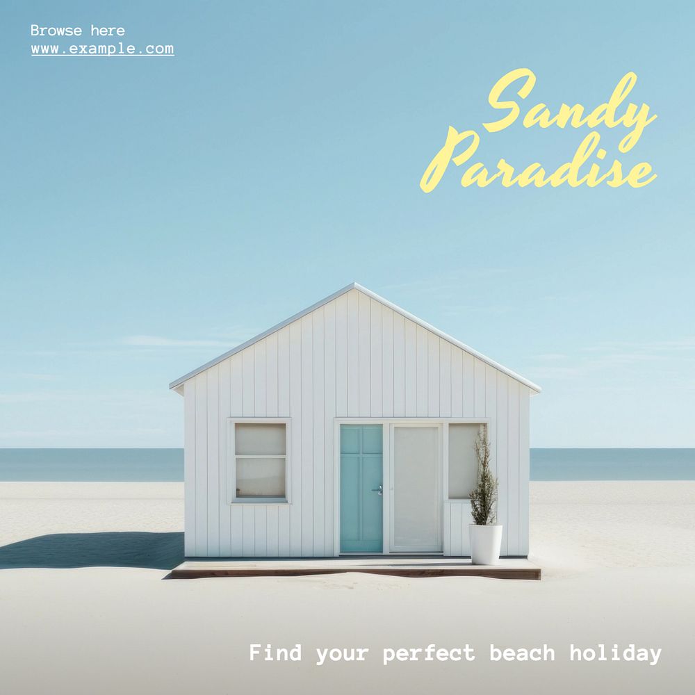 Beach holiday Instagram post template, editable text