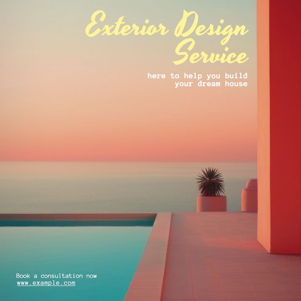 Exterior design service Instagram post template, editable text