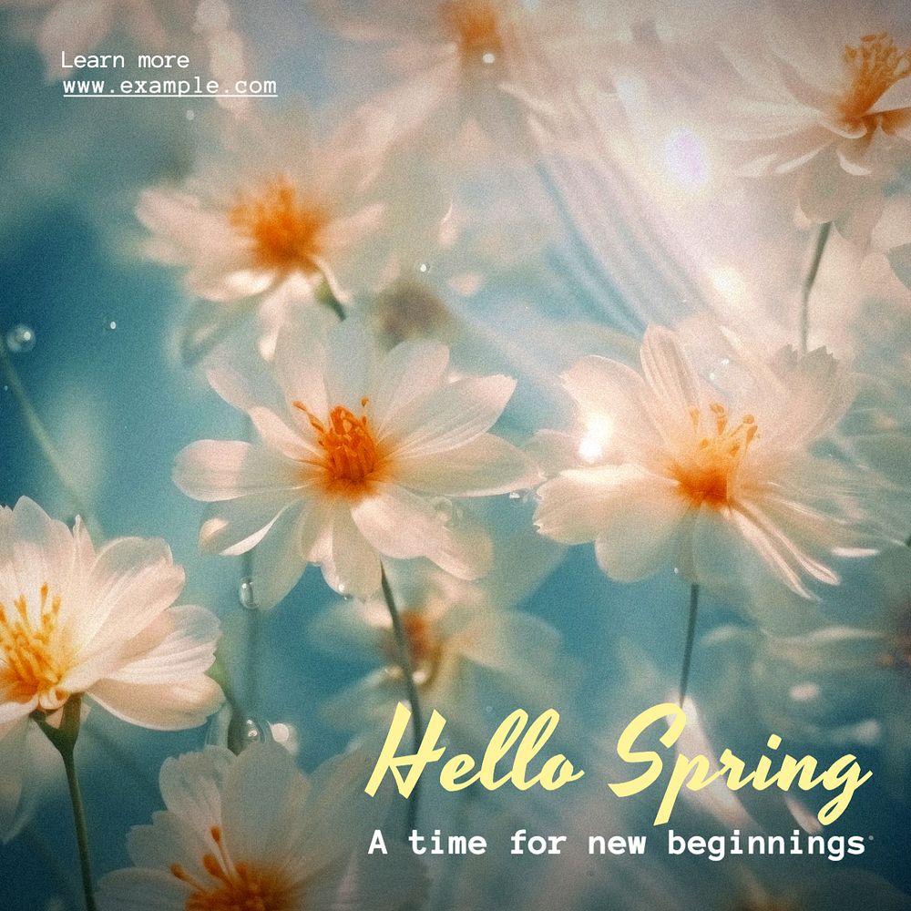 Hello spring Instagram post template, editable text