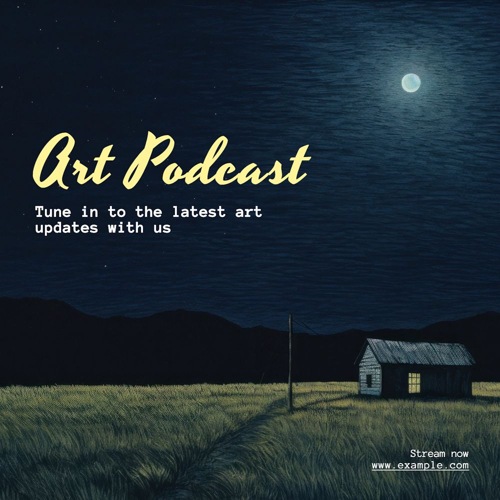 Art podcast Instagram post template, editable text