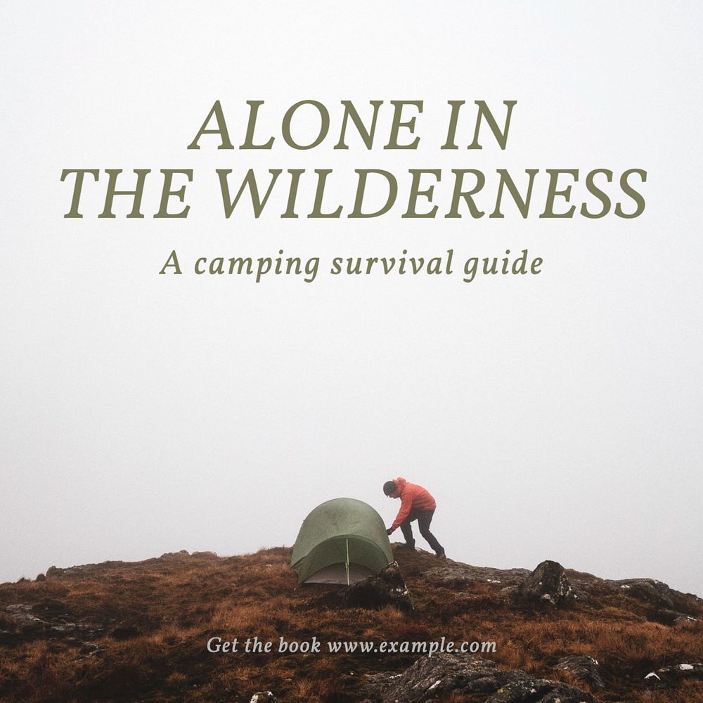 Camping alone Instagram post template, editable text