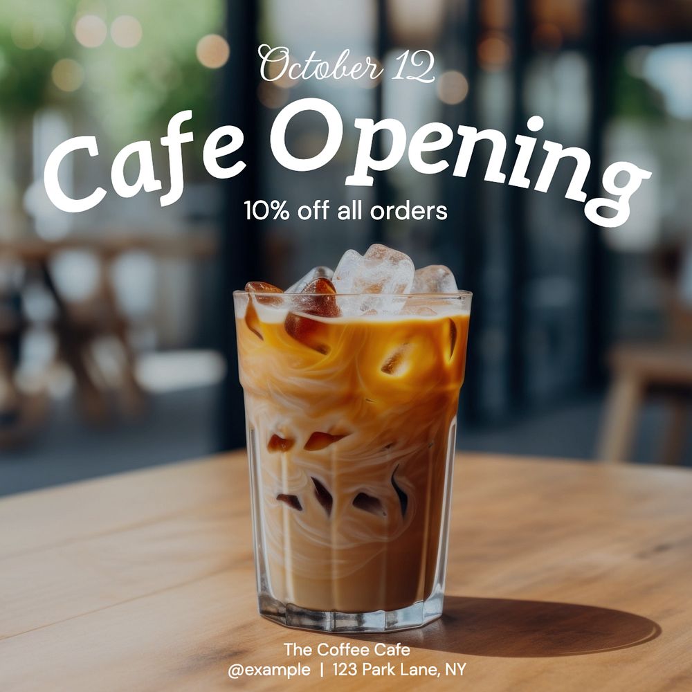 Cafe opening Instagram post template