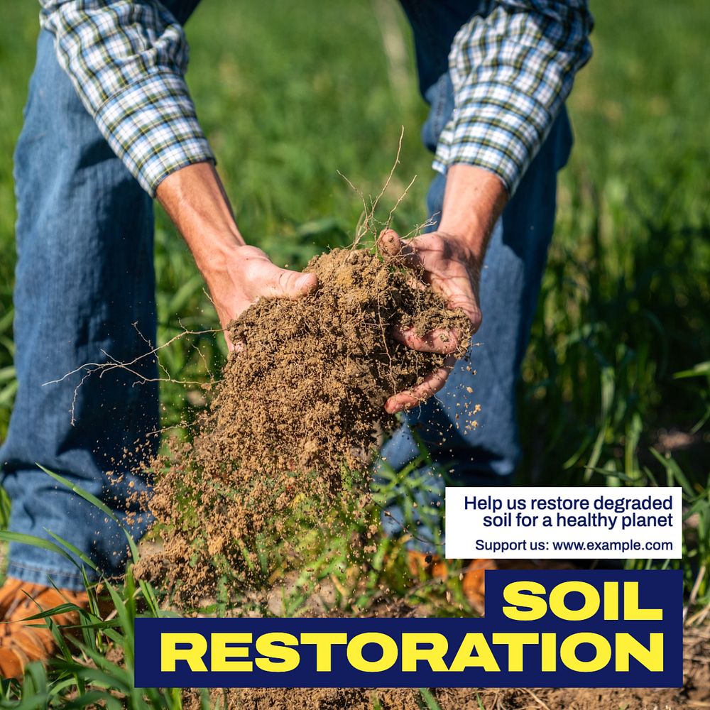 Soil restoration Instagram post template, editable text